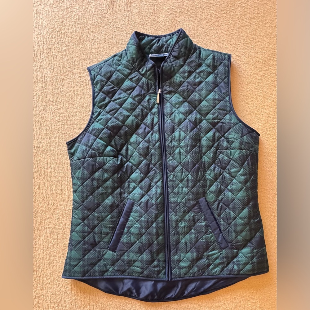 Karen Scott Green and Navy Quilted Vest